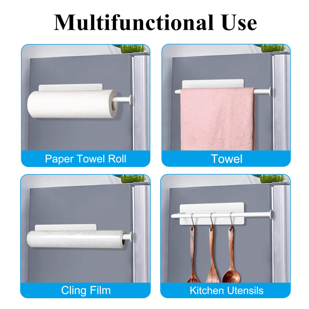 RedCall 2 Pack Magnetic Paper Towel Holder for Fridge,Black Kitchen Towel Holder for Refrigerator/BBQ Grills/Griddles Toolbox/RV,Powerful Magnetic Towel Bar,Kitchen Bathroom Organizers and Storage