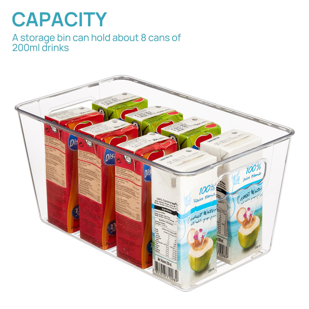 Vtopmart 6 PCS Clear Plastic Storage Bins, Pantry Organizer Containers with Handle for Refrigerator, Fridge, Cabinet, Kitchen, Countertops, Cupboard, Home Organization and Storage, XL