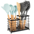 RedCall Utensil Holder for Countertop,Stainless Steel Kitchen Holder,2-In-1 Spoon Spatula Holder for Kitchen Counter,Large Wire Utensils Organizer,Cooking Tool Holder Storage Crock (2 Compartment)
