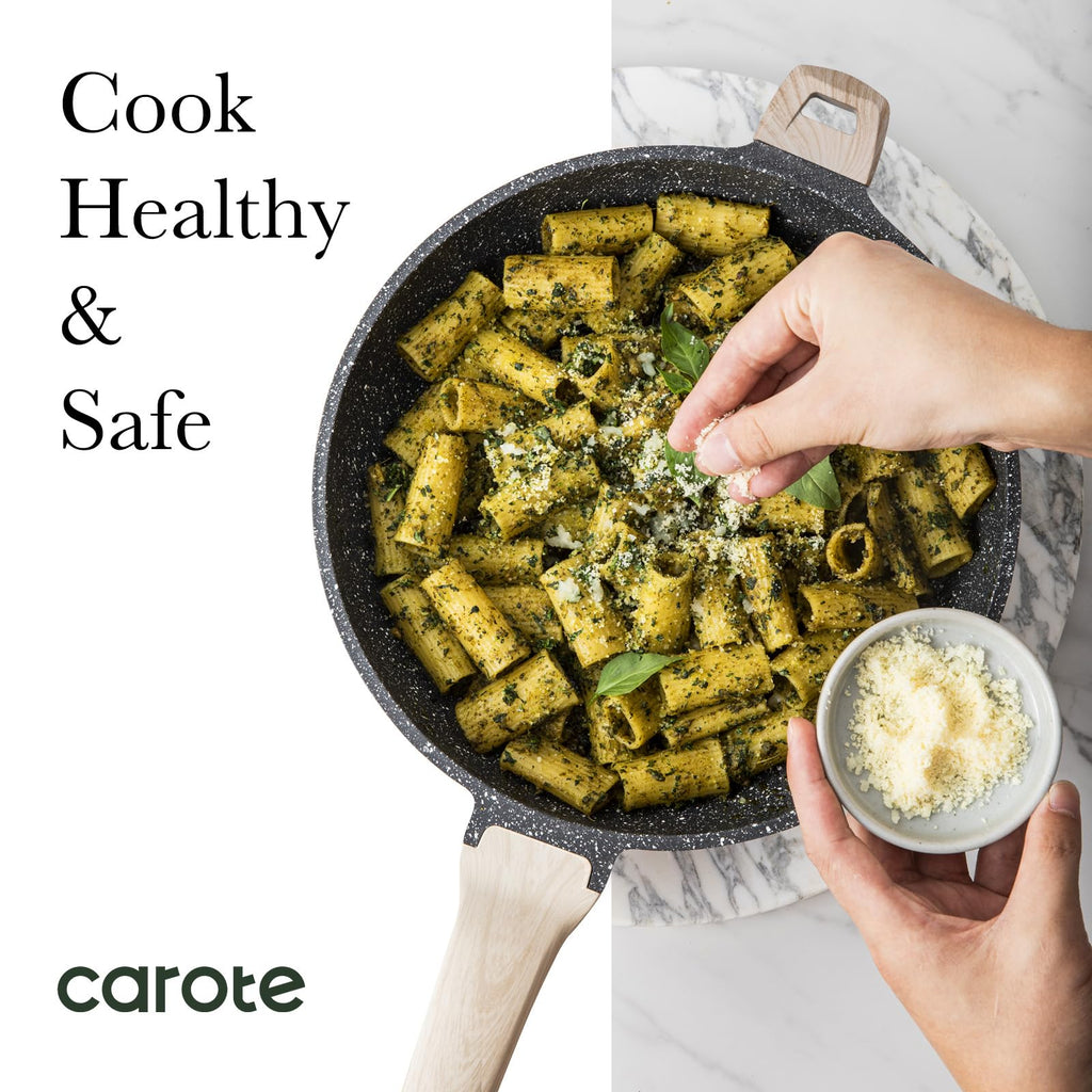 CAROTE Nonstick Frying Pan Skillet,Non Stick Granite Fry Pan Egg Pan Omelet Pans, Stone Cookware Chef's Pan, PFOA Free,Induction Compatible(Classic Granite, 8-Inch)