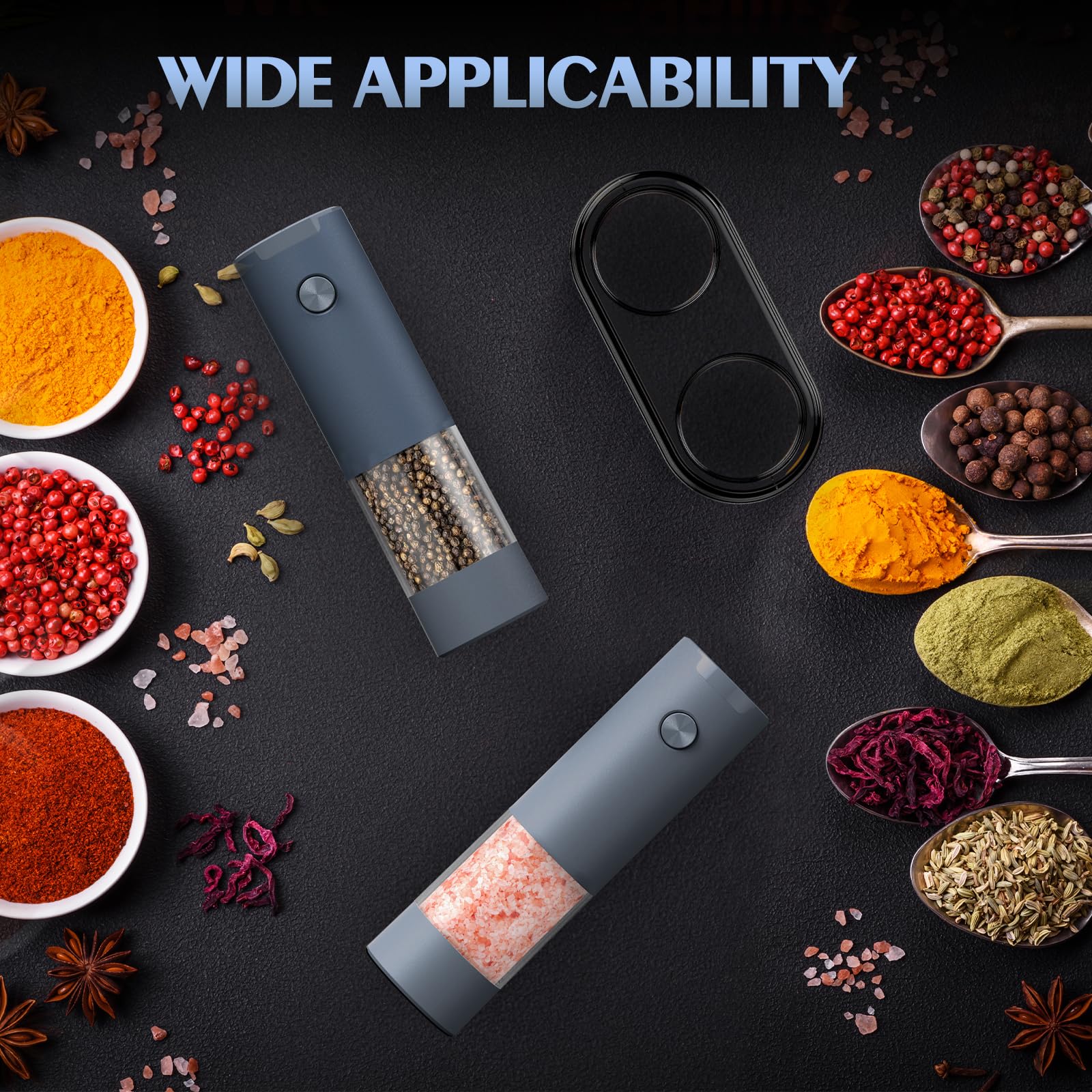 Electric Salt and Pepper Grinder Set Automatic Battery Pepper Mill Shakers Adjustable Coarseness Upgraded Larger Capacity with Led Home and Kitchen Appliances Birthday Gifts for Women Mom