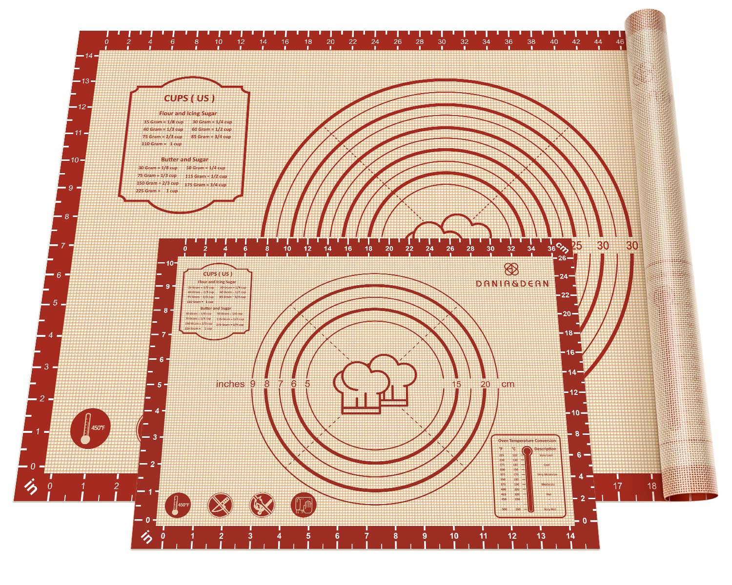 26x16 Inch Extra Thick Silicone Baking Mat with Measurements, Non-slip and Reusable - For Cookies, Bread, Pastry