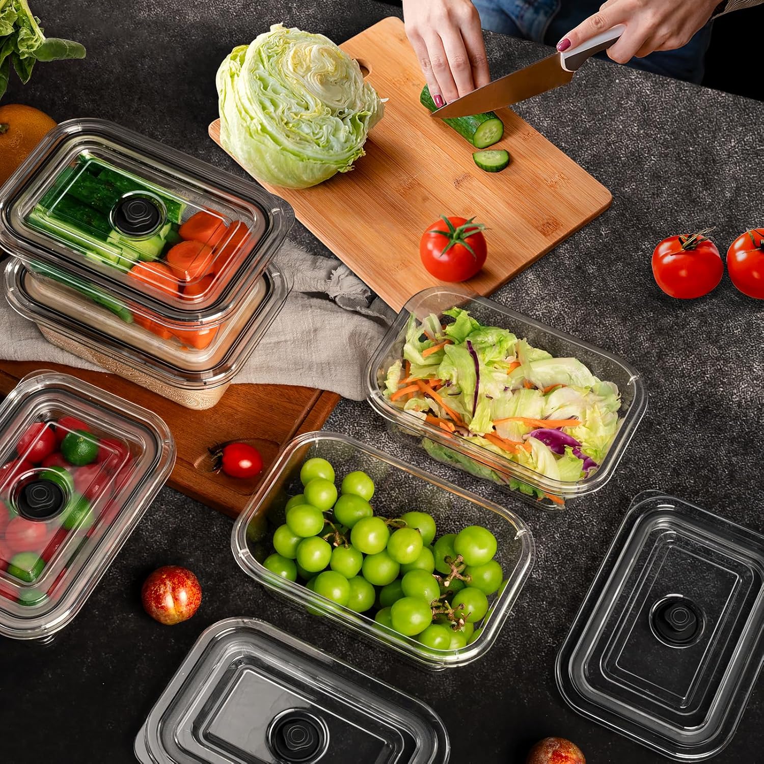 5 PCS Food Storage Containers with lids, 32 OZ Crysta-Clear Kitchen Food Containers for Pantry & Kitchen Storage and Organization, Airtight BPA-Free Microwave Dishwasher Safe Meal Prep Containers