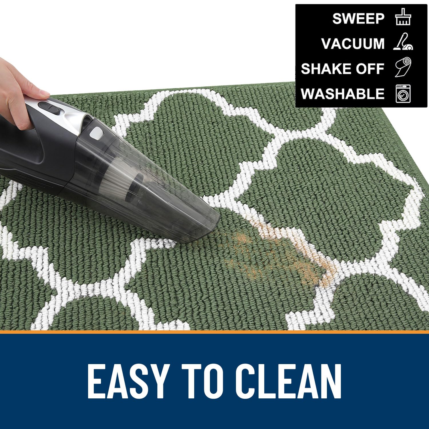 OLANLY Indoor Door Mat, 32x20, Non-Slip Absorbent Resist Dirt Entrance Mat, Washable Low-Profile Inside Floor Doormats for Entryway, Grey