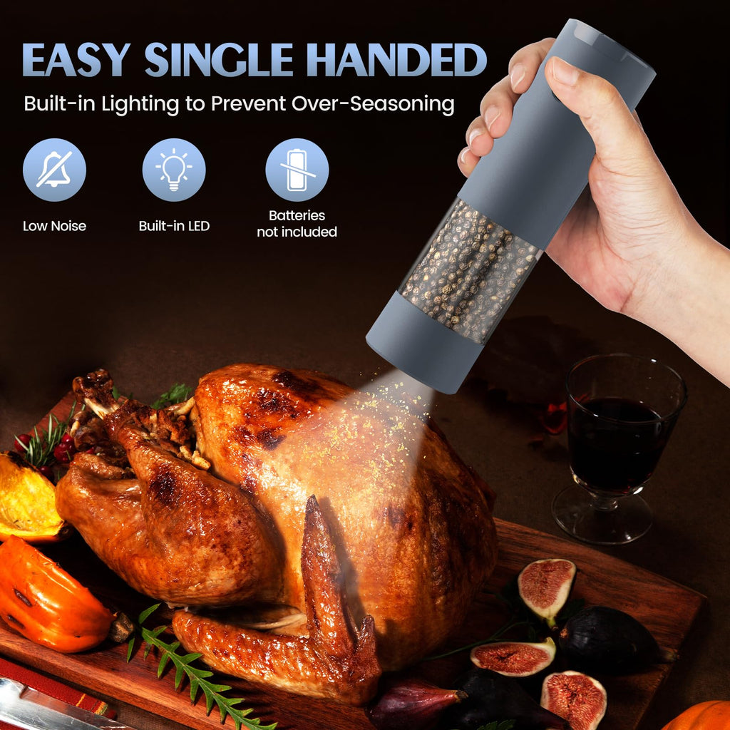 Electric Salt and Pepper Grinder Set Automatic Battery Pepper Mill Shakers Adjustable Coarseness Upgraded Larger Capacity with Led Home and Kitchen Appliances Birthday Gifts for Women Mom
