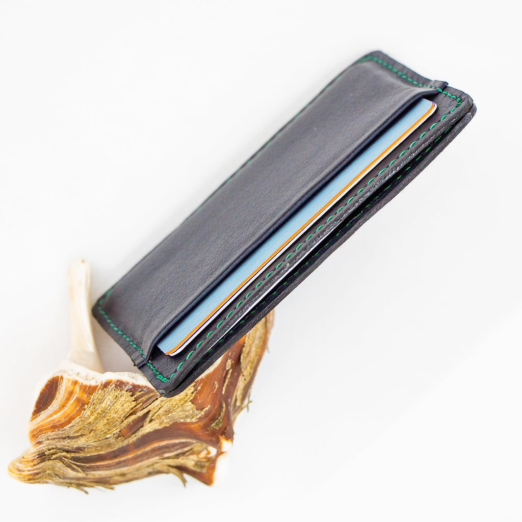 TWIN ENGINE COFFEE Handcrafted Leather Minimalist Wallet/Card Holder Wallet with 6 card capacity and cash pocket/Hand Stitched Top Grain/Slim/Perfect Gift/Men’s and Women’s/Origin Creations (Purple)
