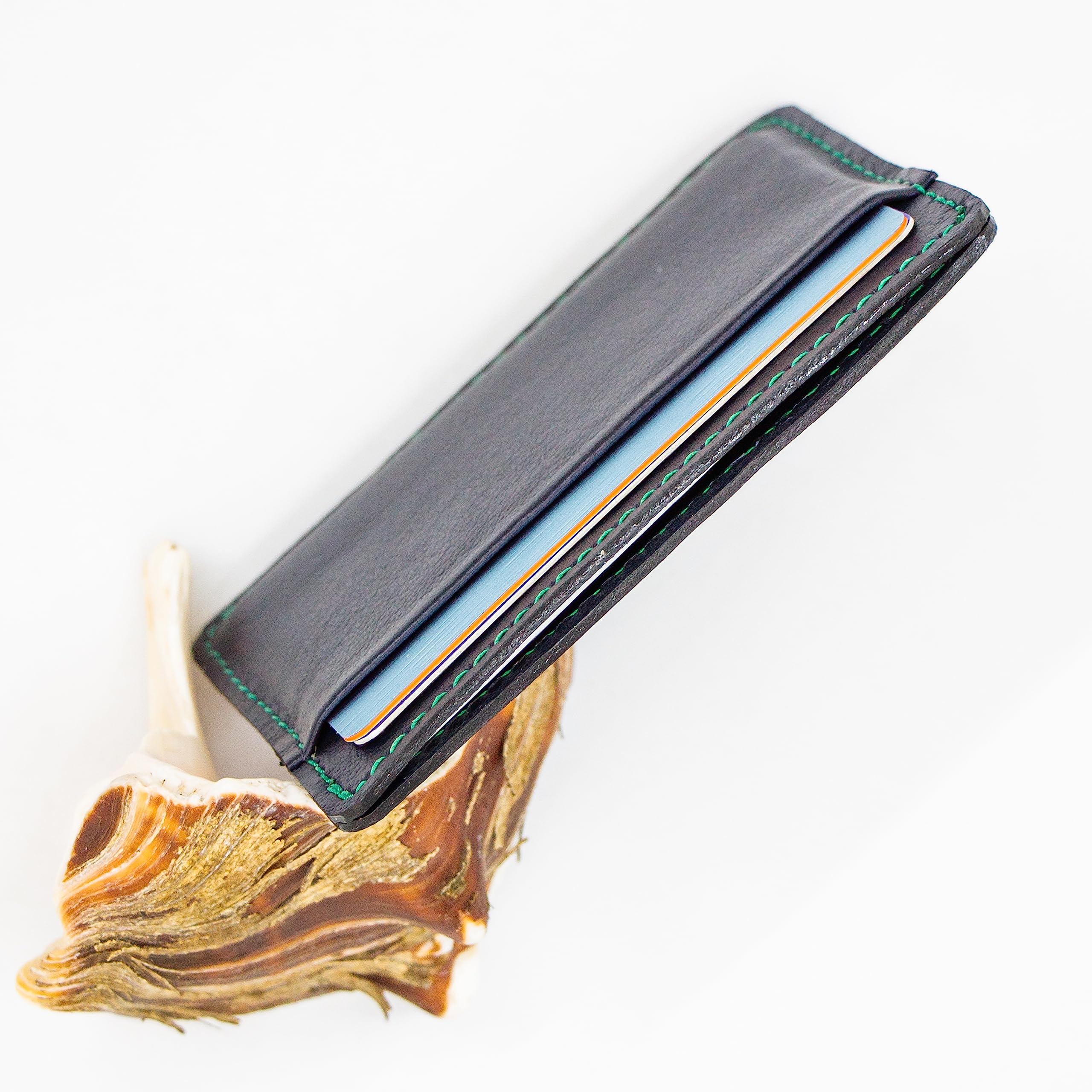 TWIN ENGINE COFFEE Handcrafted Leather Minimalist Wallet/Card Holder Wallet with 6 card capacity and cash pocket/Hand Stitched Top Grain/Slim/Perfect Gift/Men’s and Women’s/Origin Creations (Purple)