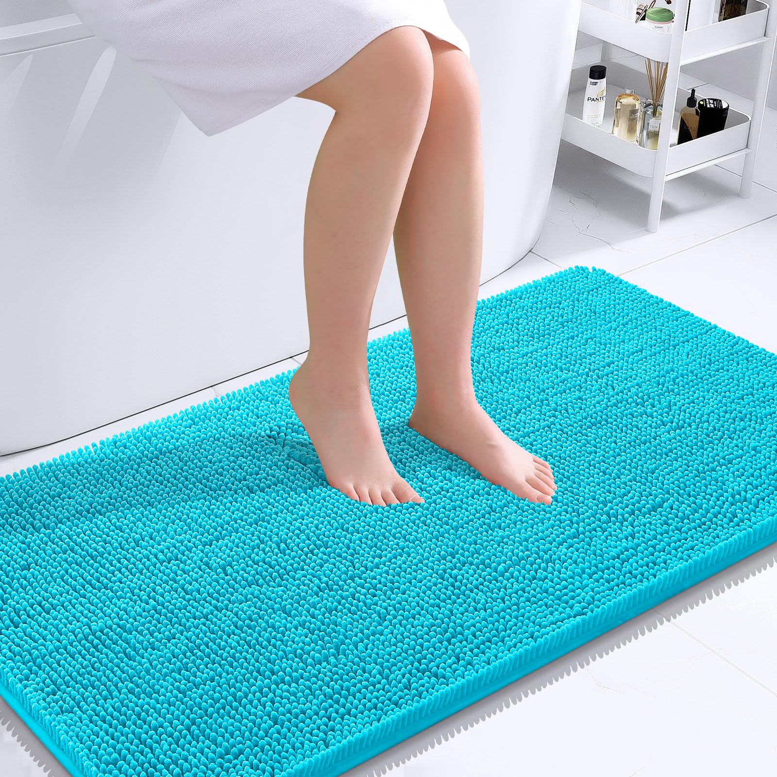 OLANLY Bathroom Rugs 30x20, Extra Soft Absorbent Chenille Bath Rugs, Rubber Backing Quick Dry, Machine Washable Bath Mats for Bathroom Floor, Tub and Shower, Home Decor Accessories, Grey