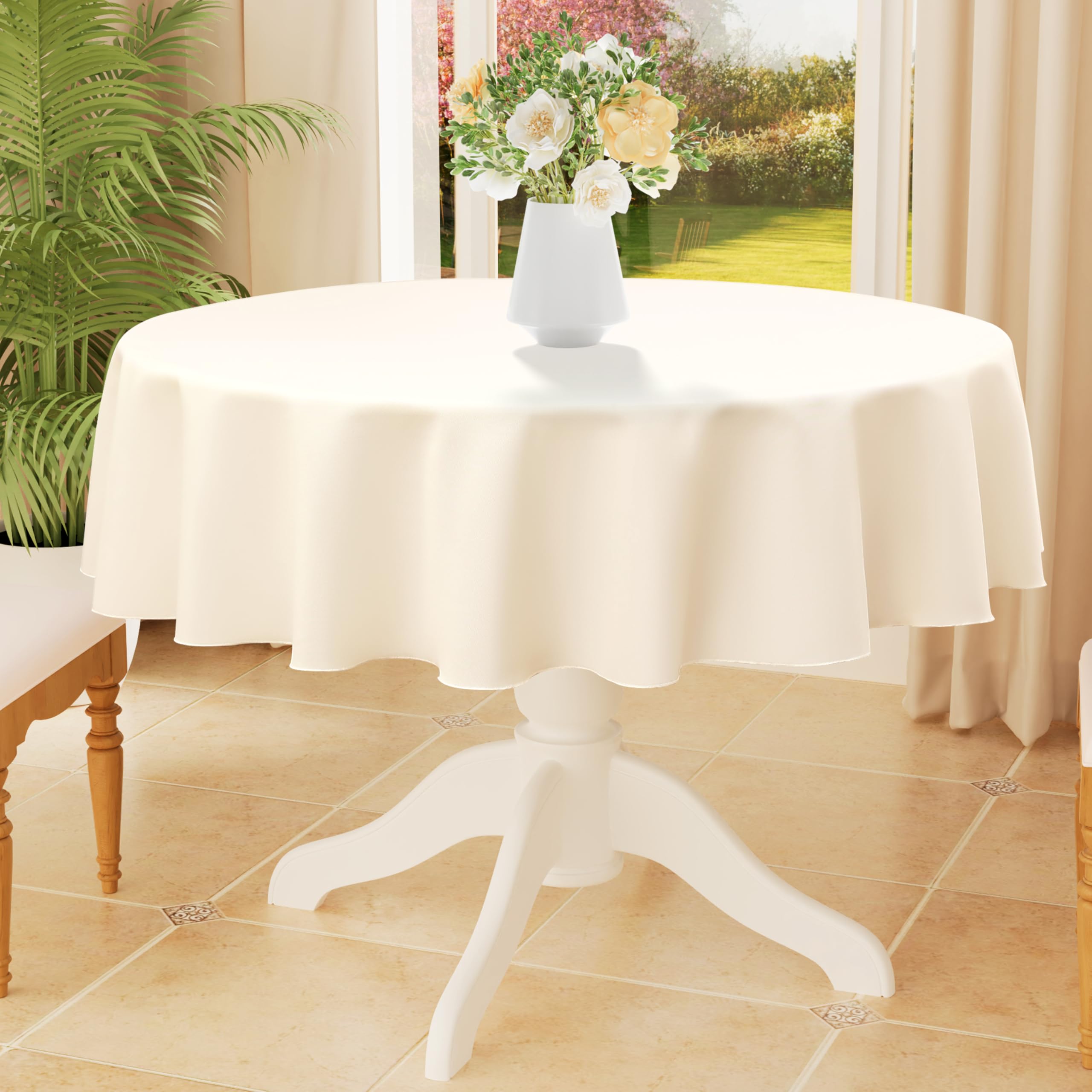 Smiry Rectangle Table Cloth, Waterproof Anti-Scratch Polyester Tablecloth, Decorative Washable Fabric Table Cover for Dining, Buffet, Parties and Outdoor, 60x84, Black