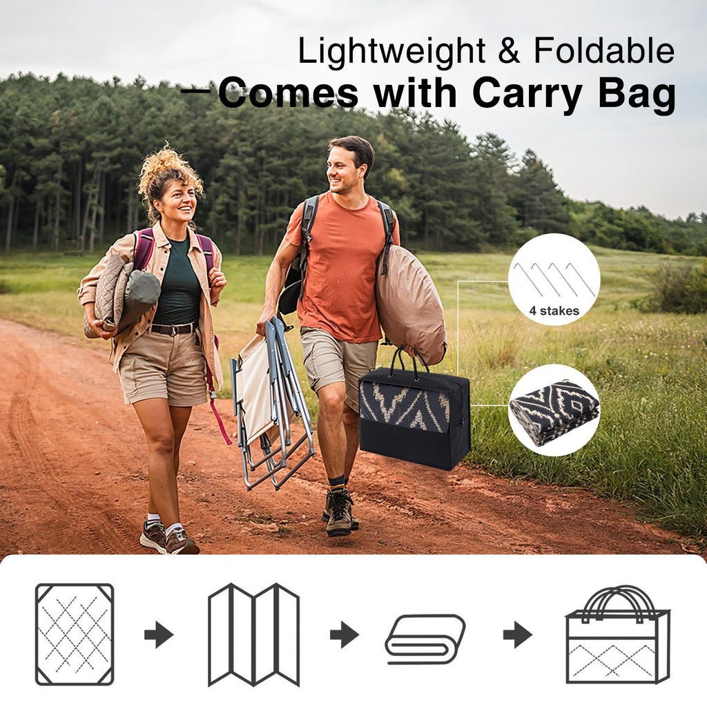 OLANLY Outdoor Rug 5x8 ft Waterproof, Reversible Outdoor Plastic Straw Rug, RV Mat, Indoor Outdoor Carpet Clearance for Patio, Camping, Balcony, Deck, Backyard, Grey & White