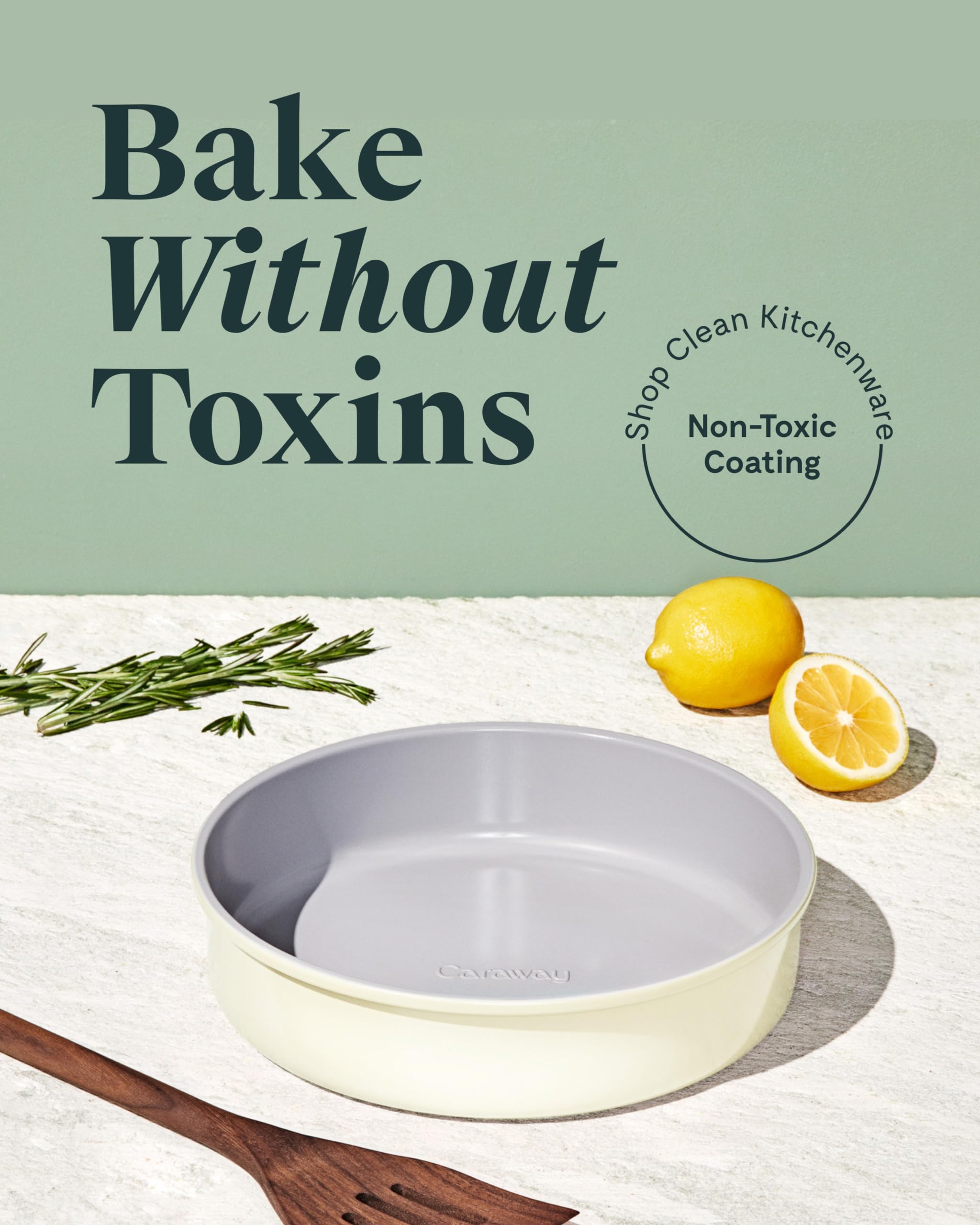 Caraway 9” Circle Pan - Non-Stick Ceramic Coating - Free From Forever Chemicals - Perfect for Birthday Cakes, Tartes, & More - Cream