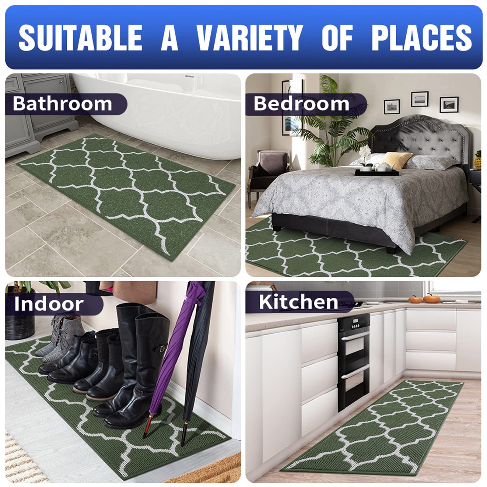 OLANLY Indoor Door Mat, 32x20, Non-Slip Absorbent Resist Dirt Entrance Mat, Washable Low-Profile Inside Floor Doormats for Entryway, Grey