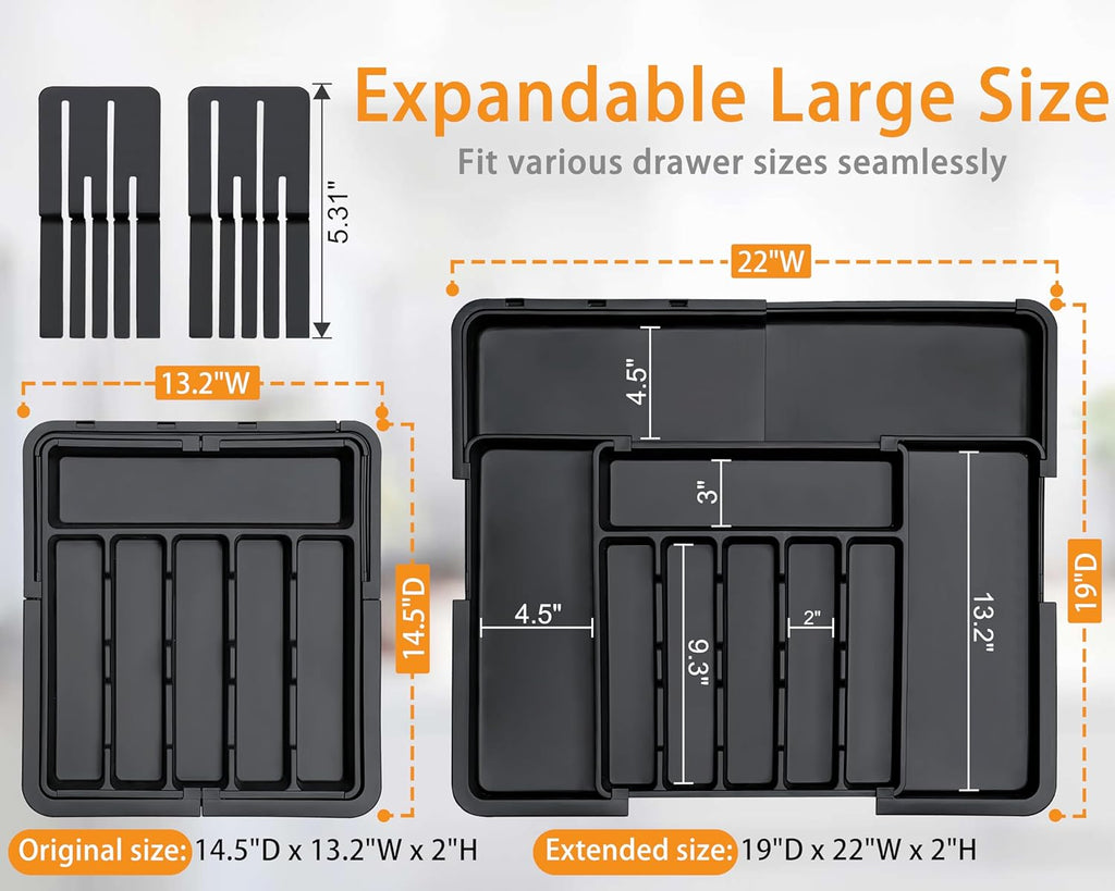 Homecor Silverware Drawer Organizer+ Extra Large Stackable Storage