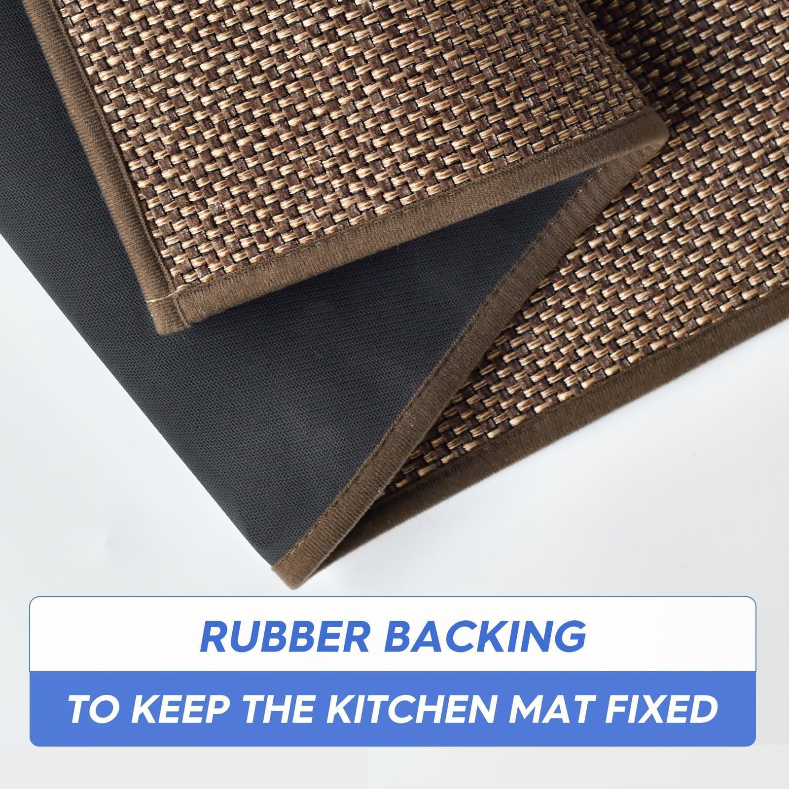 Artoid Mode Washable Non Slip Kitchen Rugs and Mats Set of 2, Rubber Backing Absorbent Kitchen Mats for Floor Front of Sink - 17x29 and 17x47 Inch