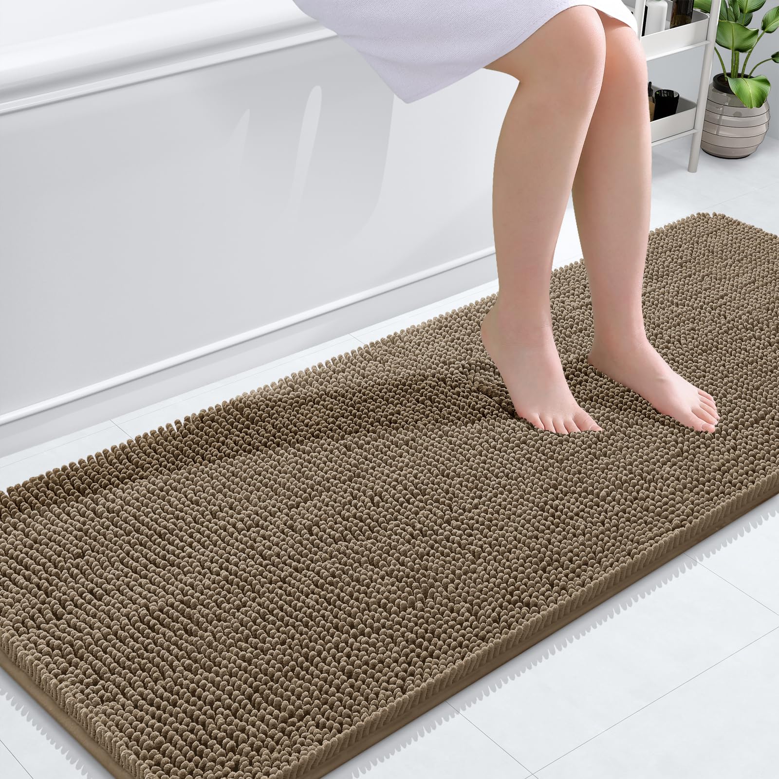 OLANLY Bathroom Rugs 30x20, Extra Soft Absorbent Chenille Bath Rugs, Rubber Backing Quick Dry, Machine Washable Bath Mats for Bathroom Floor, Tub and Shower, Home Decor Accessories, Grey