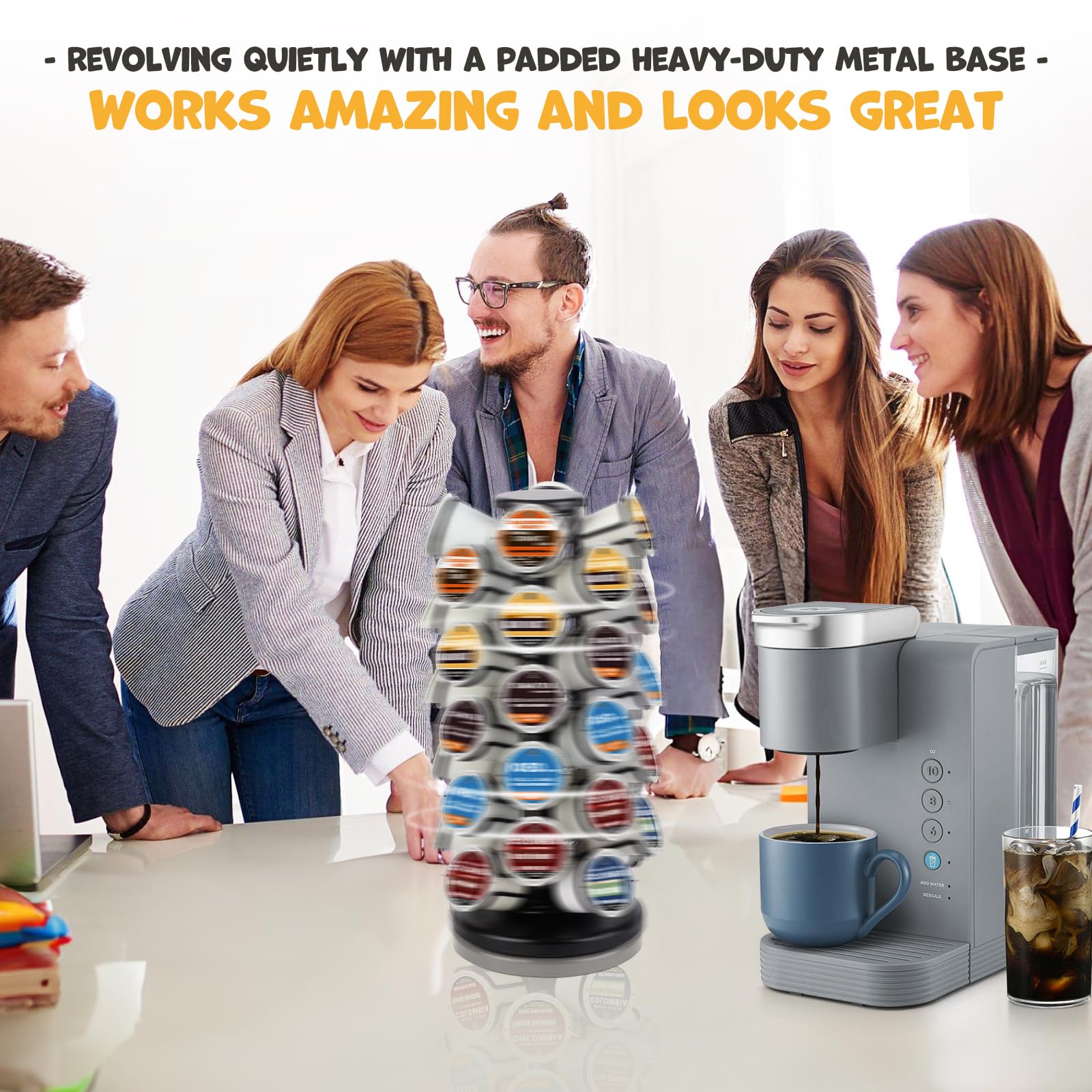 K Cup Holders,K Cup Holder, K Cups Holder,K Cup Carousel, Coffee Pods Holder Storage Organizer Stand,No Assembly Required,Black (Capacity of 40 Pods, Black)