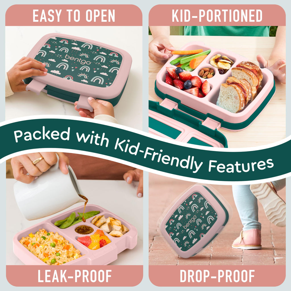 Bentgo Kids Prints Leak-Proof, 5-Compartment Bento-Style Kids Lunch Box - Ideal Portion Sizes for Ages 3-7, Durable, Drop-Proof, Dishwasher Safe, & PFAS & BPA-Free Materials (Unicorn)