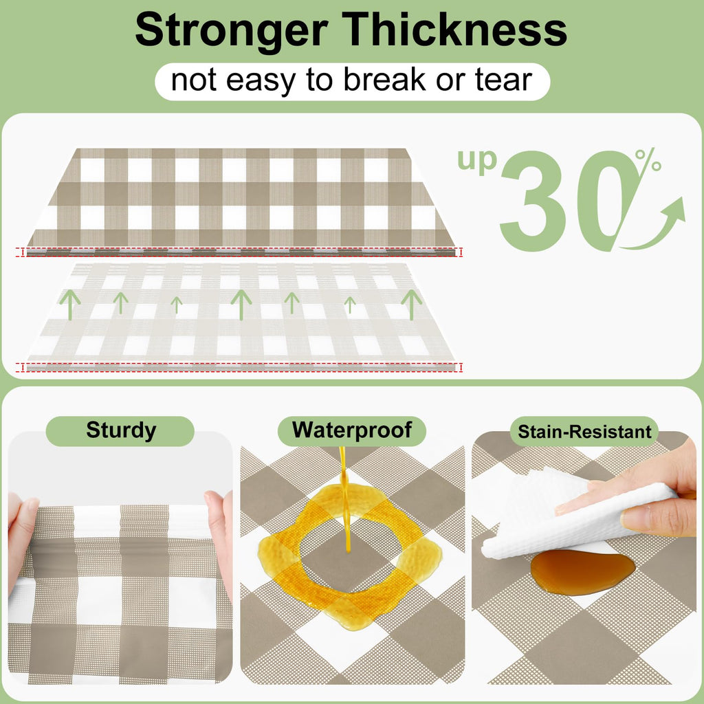 Smiry 3 Pack Red Gingham Disposable Tablecloths - 54" x 108" Heavy Duty Plastic Table Cloth, Waterproof Buffalo Plaid Table Covers for Picnic, Banquets, Outdoor Parties