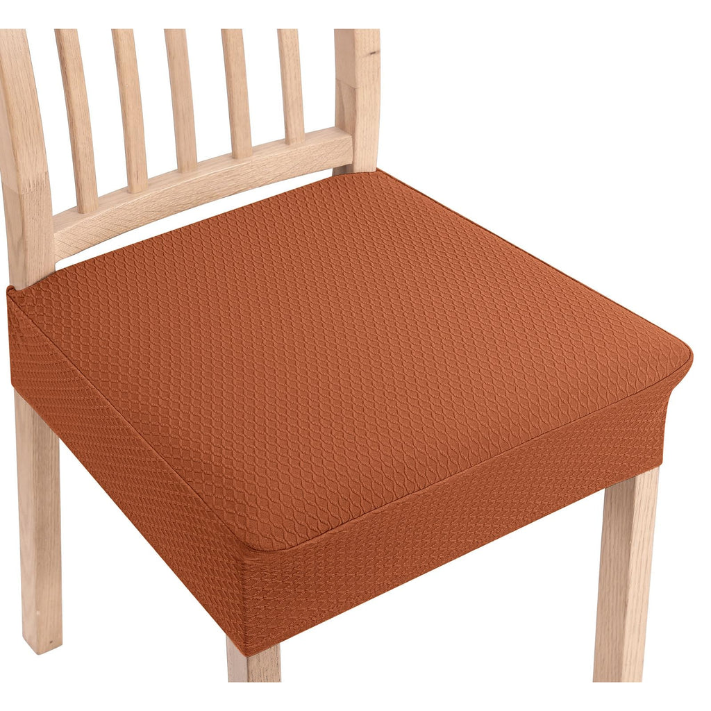 Smiry Stretch Jacquard Seat Covers for Dining Room Chairs Set of 6, Removable Washable Chair Seat Protector Slipcovers, No Rear Covers, Beige