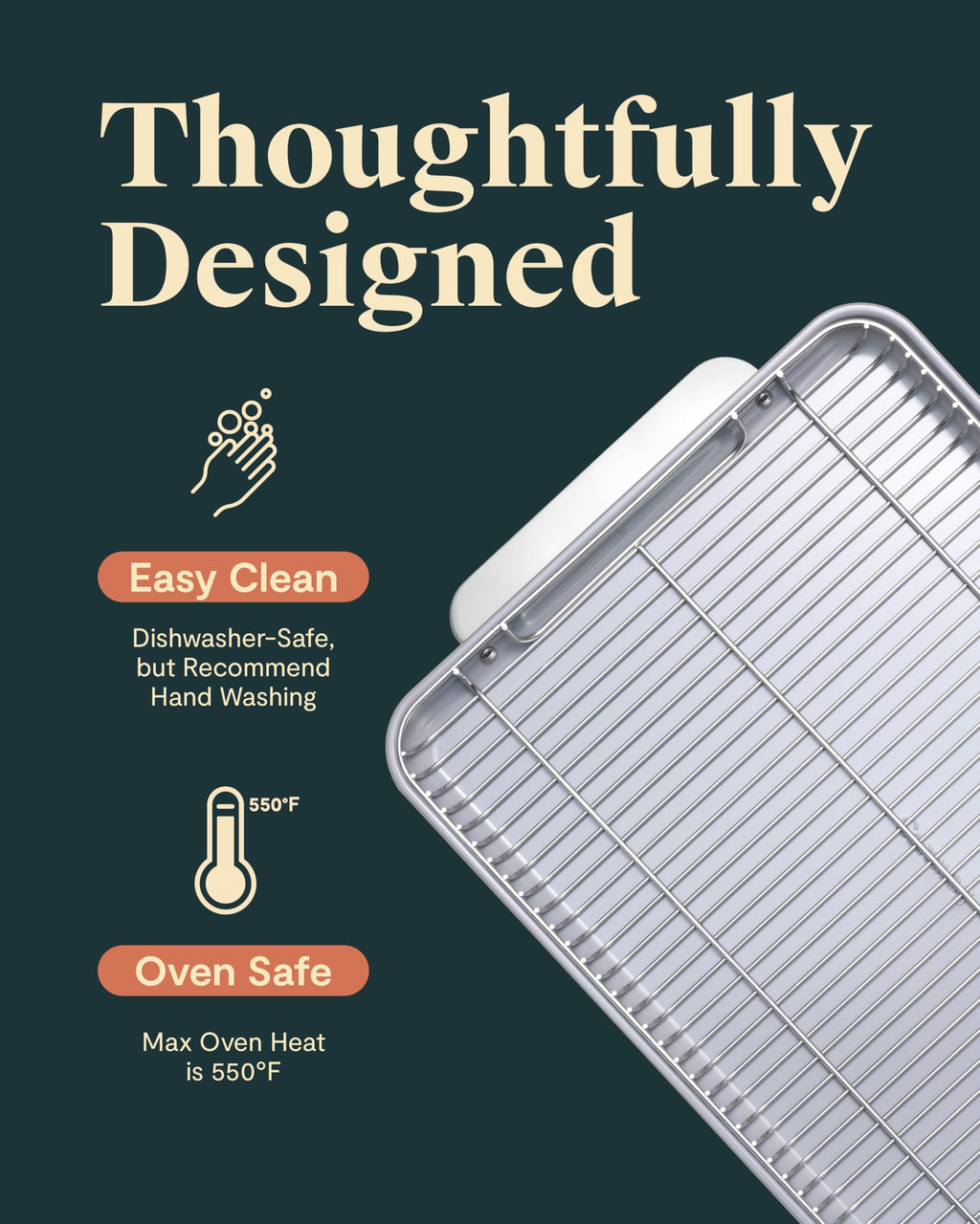 Caraway Stainless Steel Cooling Rack - 18" x 13" - For Cooling Baked Goods, Icing, & More - Designed to Fit Into Our Large Baking Sheet