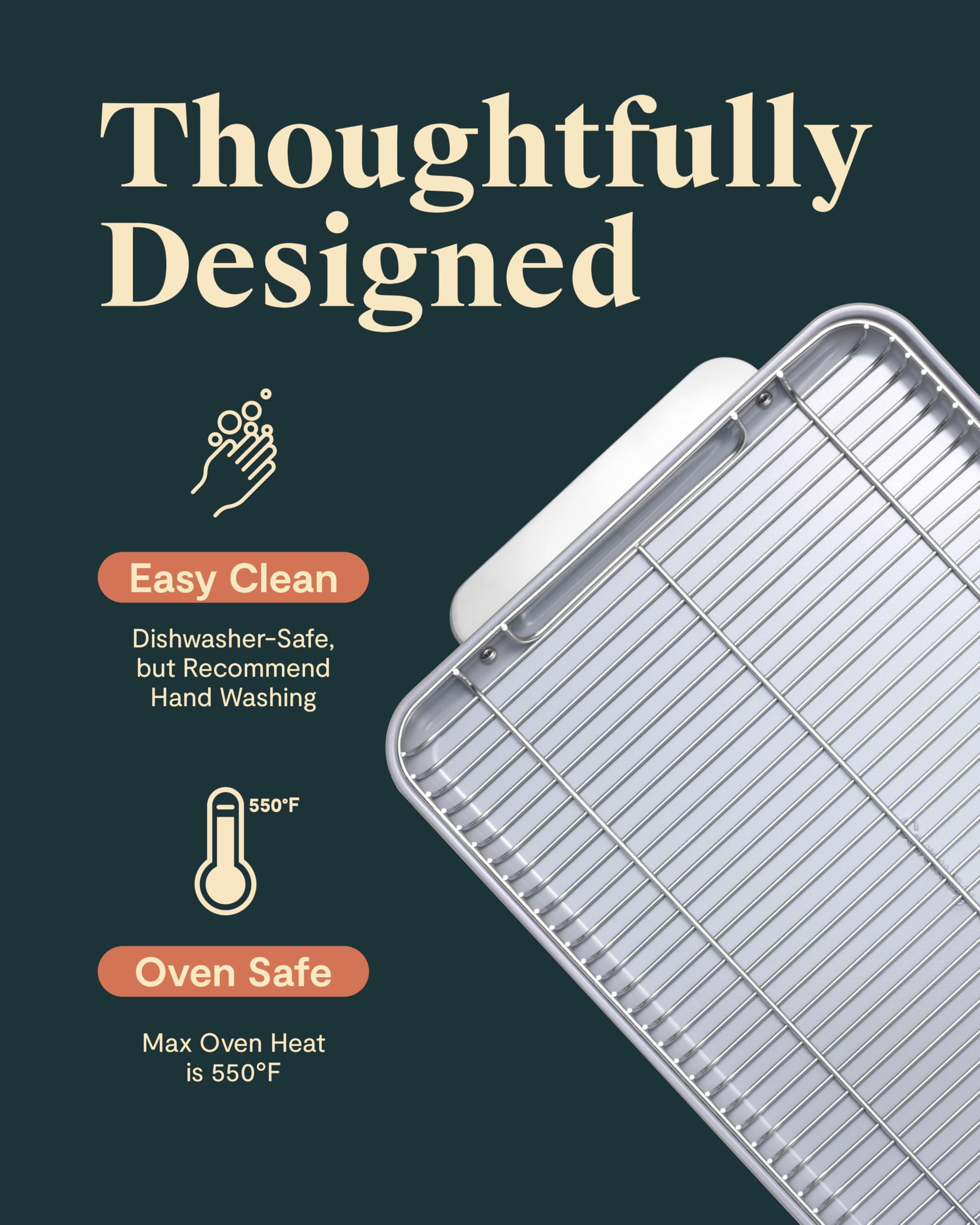 Caraway Stainless Steel Cooling Rack - 18" x 13" - For Cooling Baked Goods, Icing, & More - Designed to Fit Into Our Large Baking Sheet