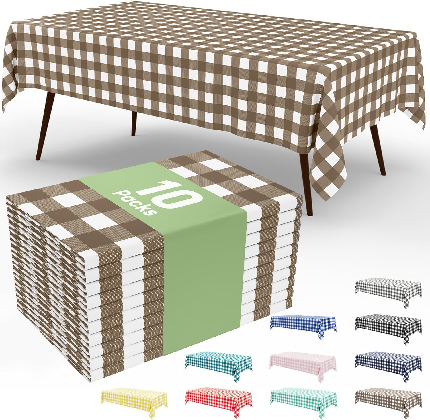 Smiry 3 Pack Red Gingham Disposable Tablecloths - 54" x 108" Heavy Duty Plastic Table Cloth, Waterproof Buffalo Plaid Table Covers for Picnic, Banquets, Outdoor Parties