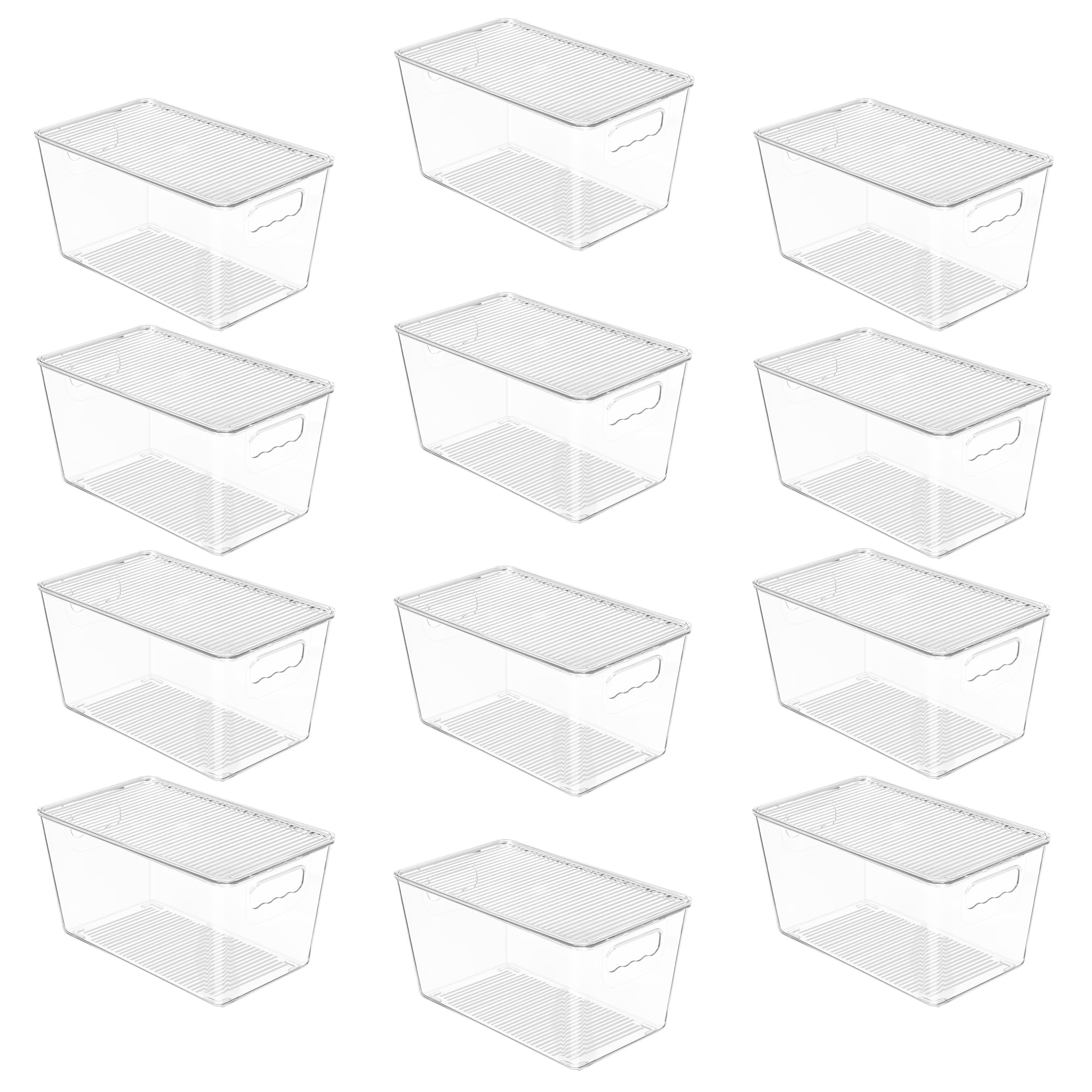 Vtopmart 6 Pack Clear Stackable Storage Bins with Lids, Large Plastic Containers with Handle for Pantry Organizer and Storage,Perfect for Bathroom,Cabinet,Kitchen,Fridge,Closet Organization