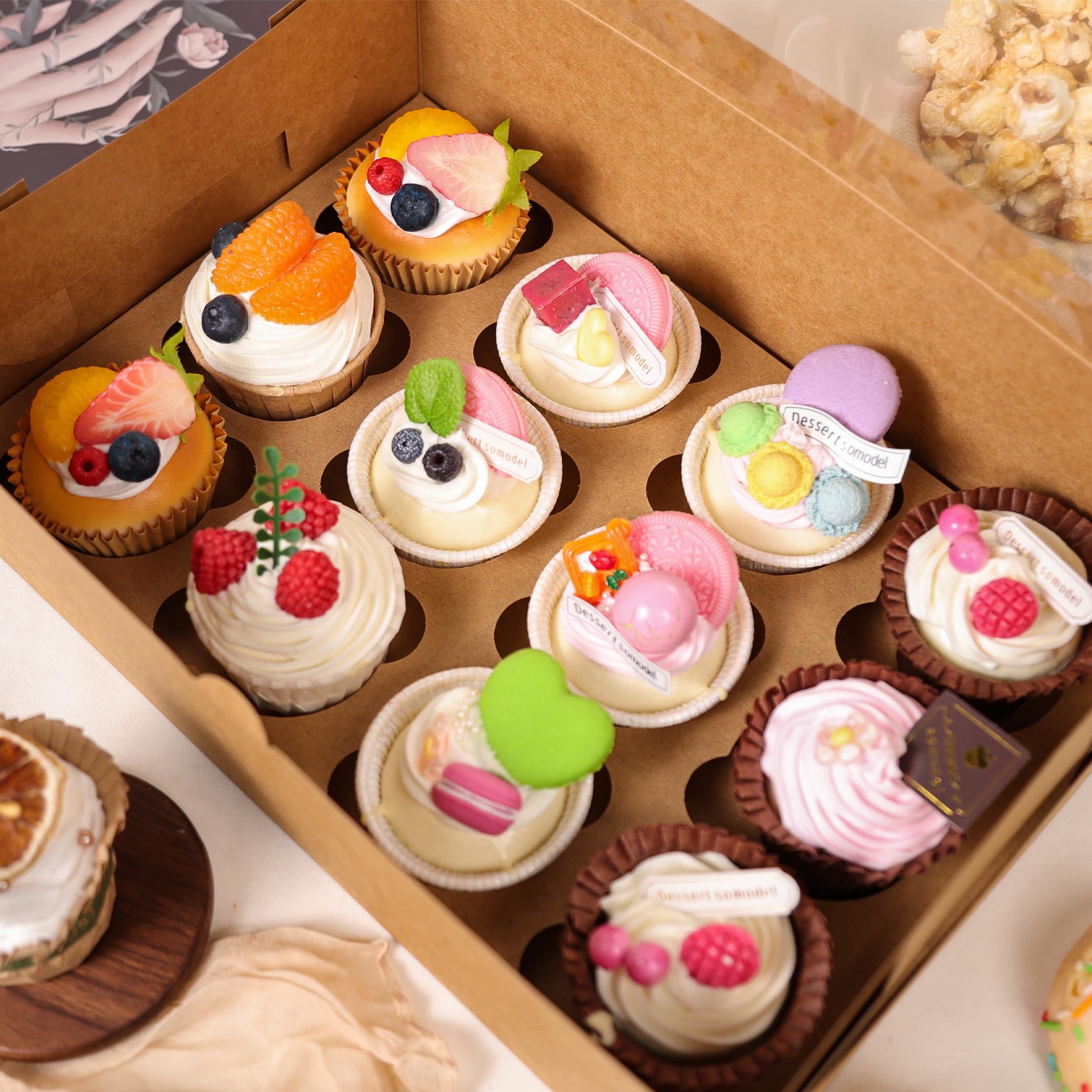 6 Pack Cupcake Boxes, 12 Count Cupcake Containers with Window and Cardborad, Food Grade Cupcake Carrier For Muffins Cupcakes Desserts (White 13.8×9.5×4 In)