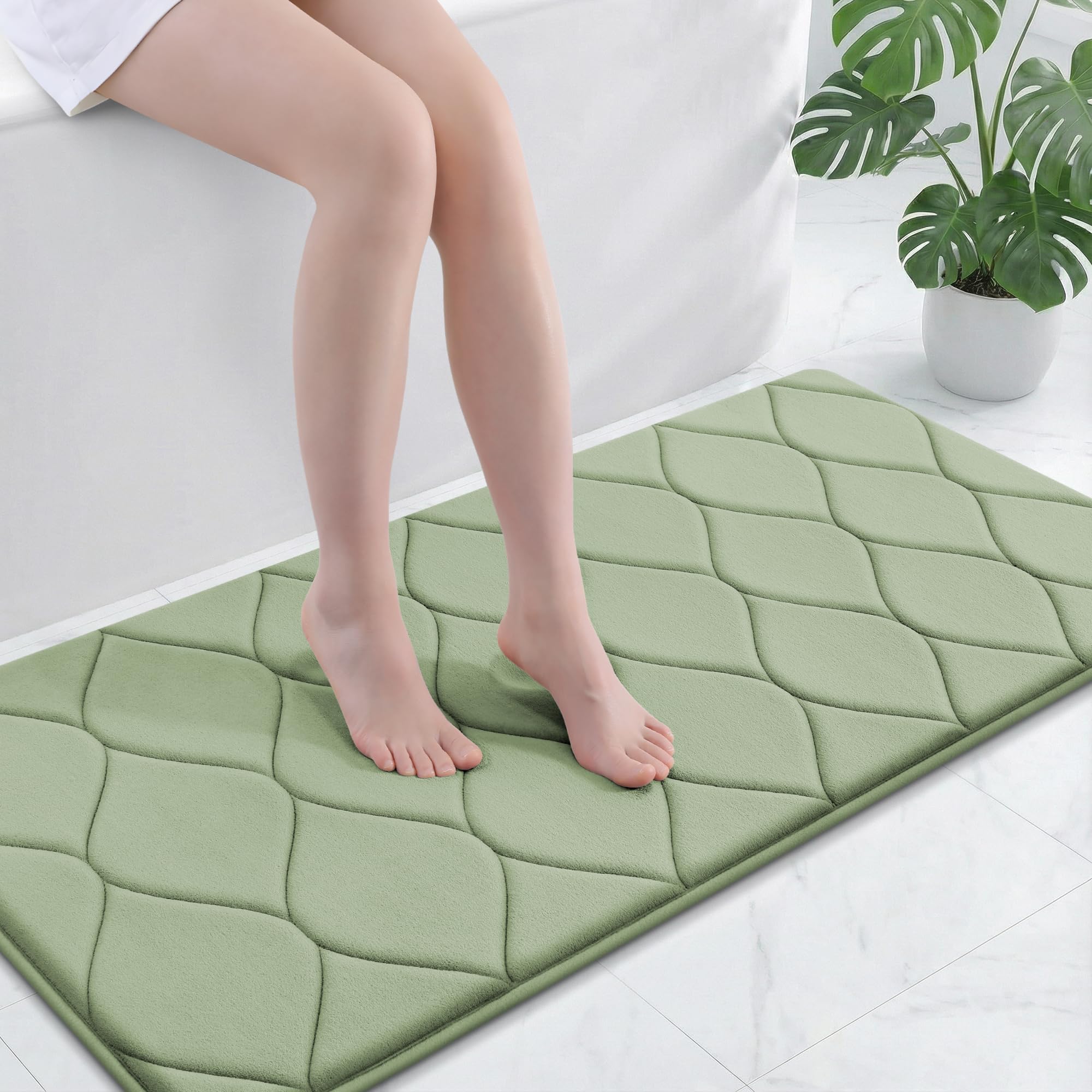 Smiry Memory Foam Bath Mat 30''x20'', Ultra Soft Non-Slip Bathroom Rug, Plush Water Absorbent Quick Dry and Machine Washable Floor Mat for Shower, Tub & Home Decor, Grey