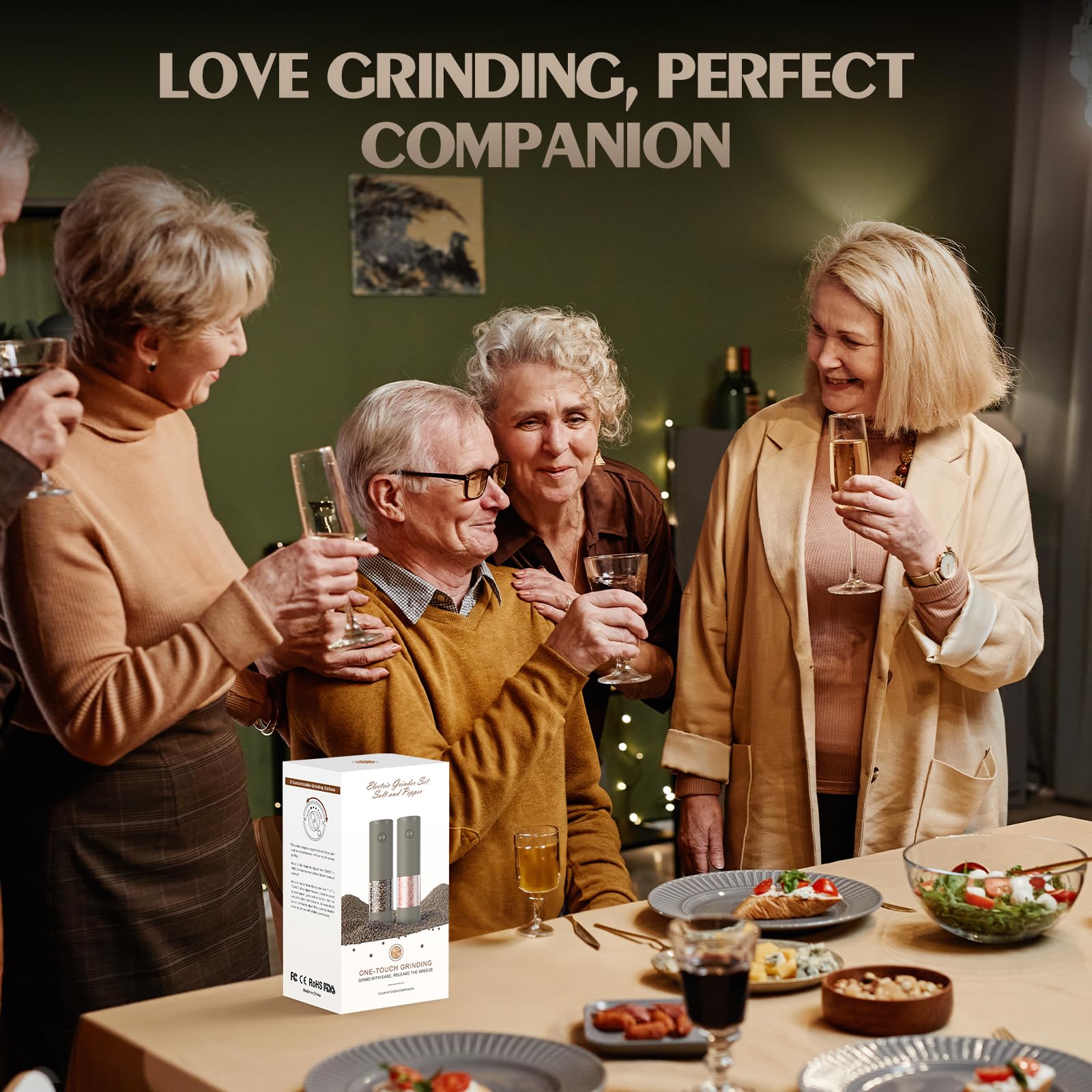 Electric Salt and Pepper Grinder Set Automatic Battery Pepper Mill Shakers Adjustable Coarseness Upgraded Larger Capacity with Led Home and Kitchen Appliances Birthday Gifts for Women Mom