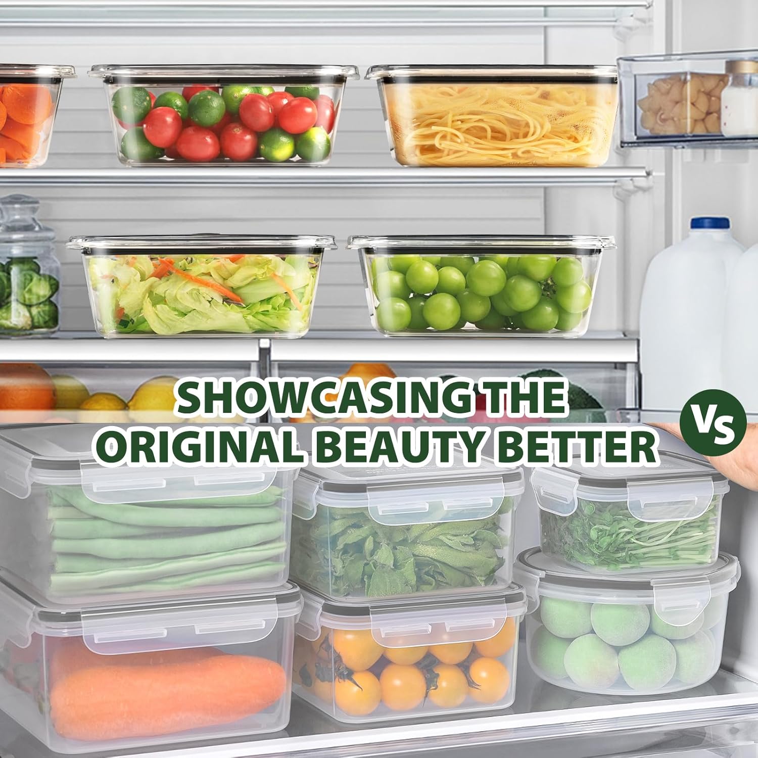 5 PCS Food Storage Containers with lids, 32 OZ Crysta-Clear Kitchen Food Containers for Pantry & Kitchen Storage and Organization, Airtight BPA-Free Microwave Dishwasher Safe Meal Prep Containers