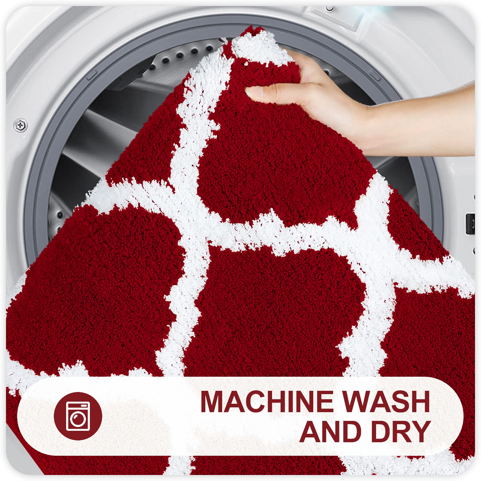 OLANLY Bathroom Rugs Set 2 Piece, Microfiber Bath Shower Mat and U-Shaped Toilet Rug, Machine Wash Dry, Non-Slip Absorbent Shaggy Bath Mats for Tub, Shower and Bathroom (30"x20"+24"x20", Grey)