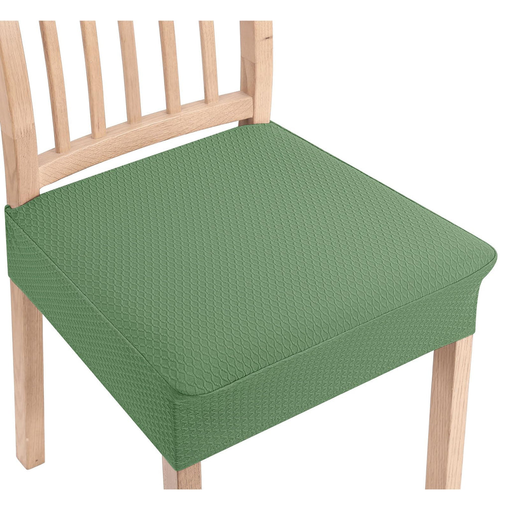 Smiry Stretch Jacquard Seat Covers for Dining Room Chairs Set of 6, Removable Washable Chair Seat Protector Slipcovers, No Rear Covers, Beige