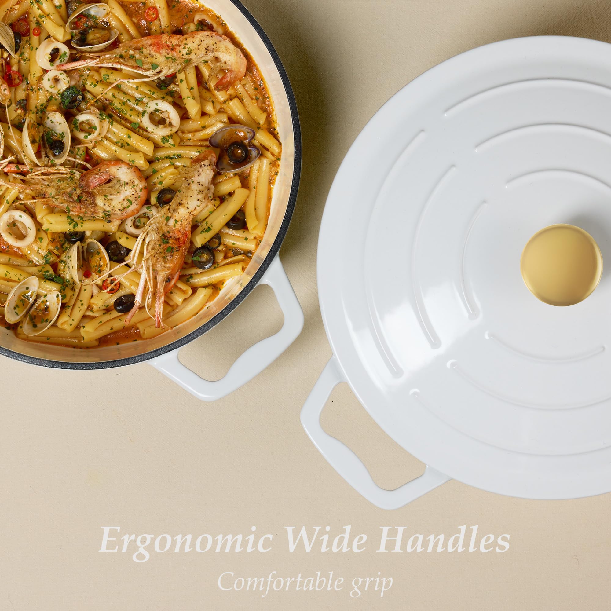 CAROTE 5 QT Cast Iron Dutch Oven Pot with Lid, Enameled Floral Dutch Ovens with Cotton Potholders & Oven Gloves, Gift Box, Cast Iron Pot for Sourdough Bread Baking, Braising, Stews, Roasting, Dual Handles, All Stovetop Compatible, Oven Safe up to 500° F,