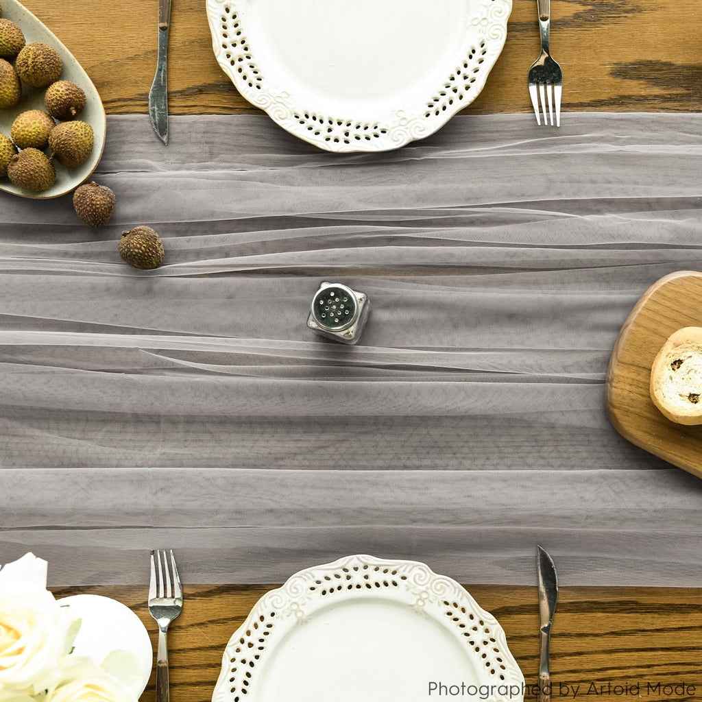 Artoid Mode Red Gauze Table Runner 120 Inch 10FT, Seasonal Sheer Kitchen Dining Holiday Wedding Birthday Baby Shower Table Decor for Home Party