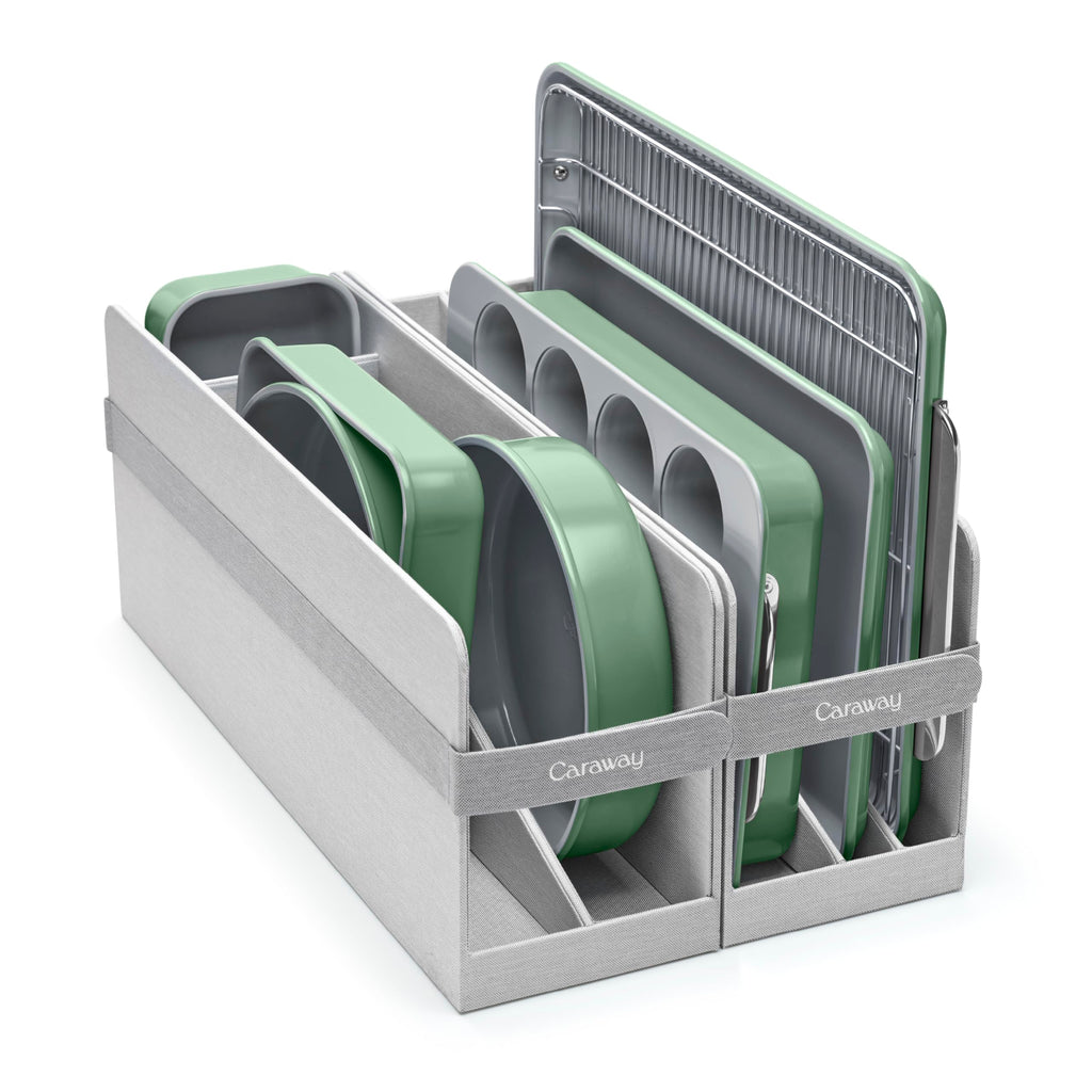 Caraway Nonstick Ceramic Bakeware Set (11 Pieces) - Baking Sheets, Assorted Baking Pans, Cooling Rack, & Storage - Aluminized Steel Body - Non Toxic, PTFE & PFOA Free - Cream