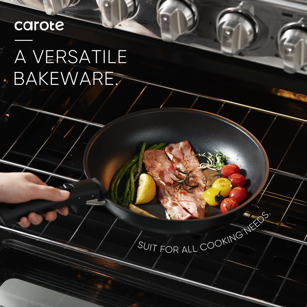 CAROTE 17pcs Pots and Pans Set, Nonstick Cookware Set Detachable Handle, Induction Kitchen Cookware Sets Non Stick with Removable Handle, RV Cookware Set, Oven Safe