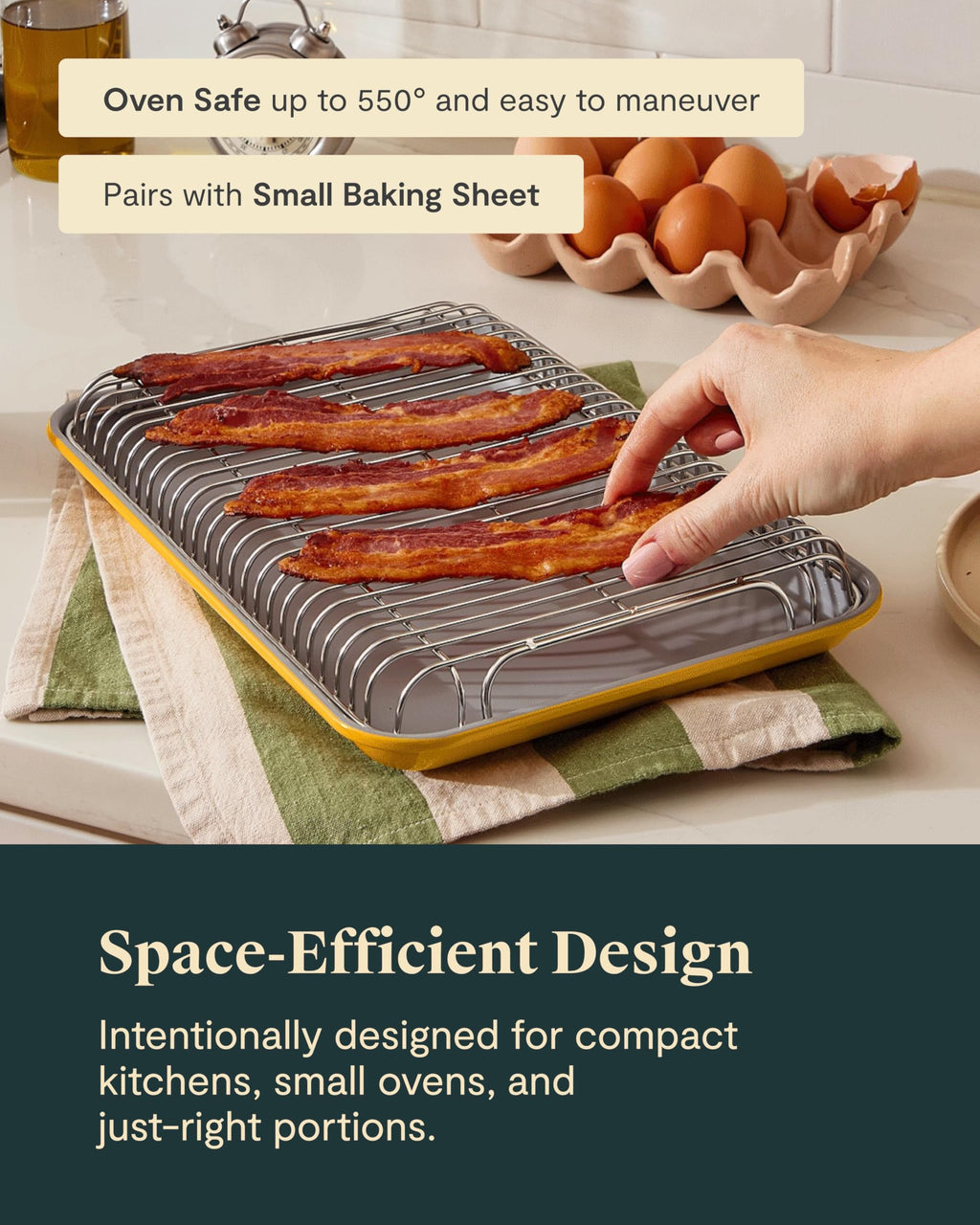 Caraway Stainless Steel Cooling Rack - 18" x 13" - For Cooling Baked Goods, Icing, & More - Designed to Fit Into Our Large Baking Sheet