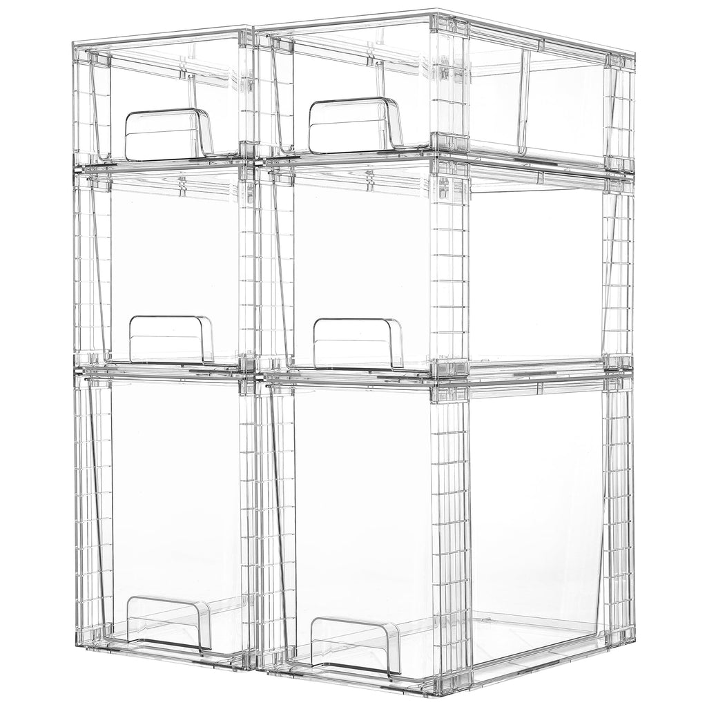 Vtopmart 3 Pack Stackable Storage Drawers, Easily Assemble Acrylic Bathroom Undersink Organizers,Clear Plastic Storage Bins for Closet,Cabinet,Pantry,Medicine Organization