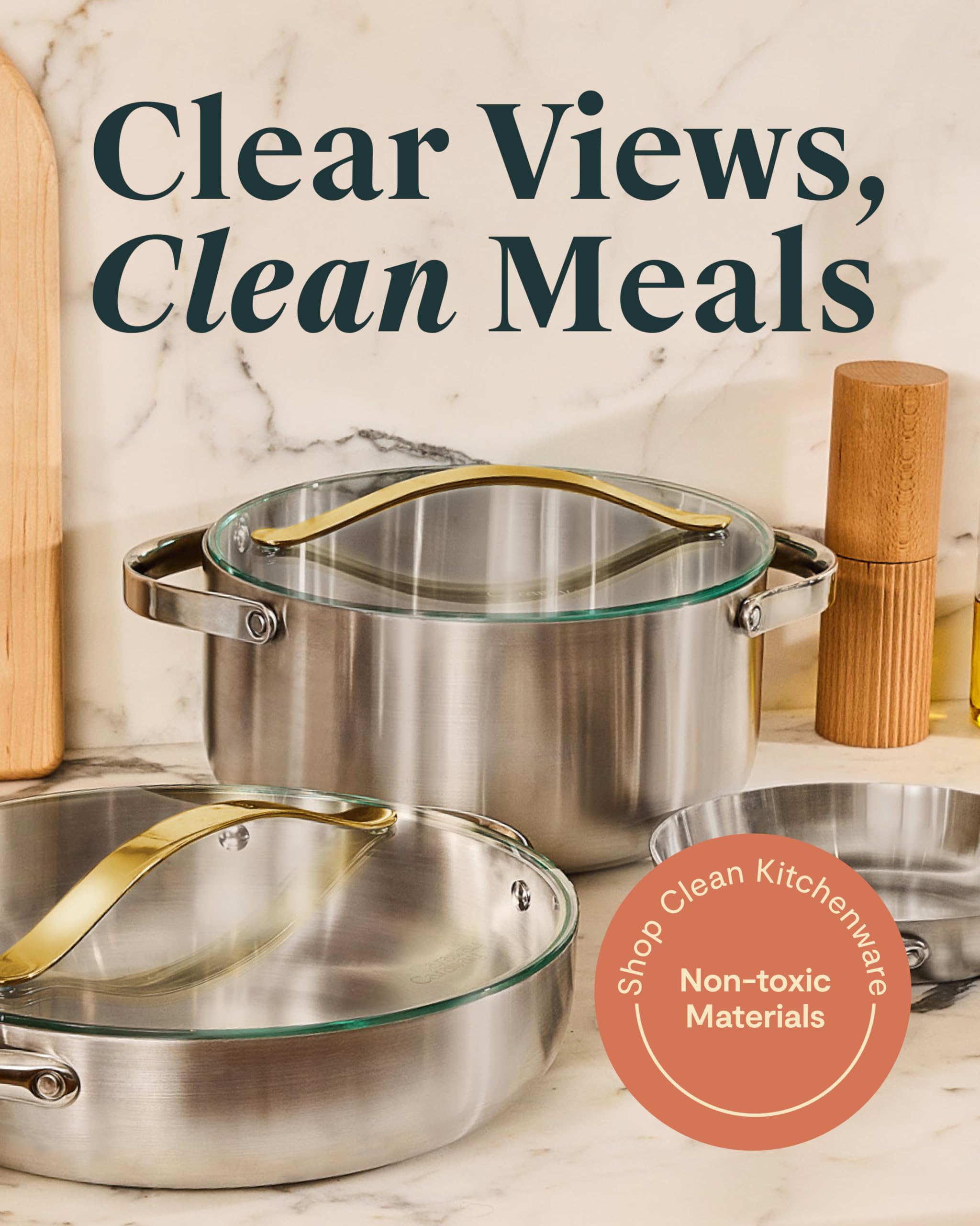 Caraway 10.5" Glass Lid for Pots and Pans - Made With Tempered Glass - Sized to Fit Caraway Ceramic-Coated & Stainless Steel Cookware