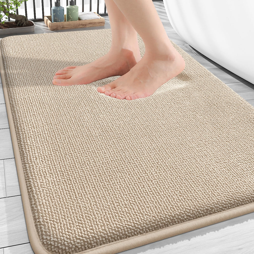 OLANLY Thick Memory Foam Bath Mat Rug 30x20, Extra Soft Absorbent Bathroom Rugs, Quick Dry Bath Mats, Non-Slip, Machine Washable Carpet for Bathroom, Tub and Shower, Home Decor Accessories, Grey