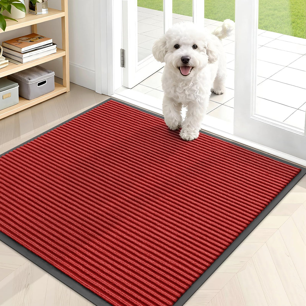 OLANLY Front Door Mat Indoor Outdoor Entrance, Waterproof Heavy Duty Doormat, Fade Resistant, Low Profile, Easy Clean Patio Porch Welcome Floor Mats for Entry, 29.5x17, Grey
