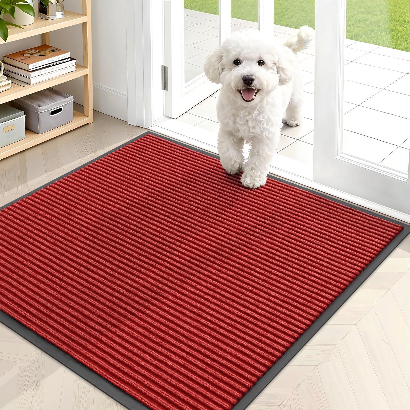OLANLY Front Door Mat Indoor Outdoor Entrance, Waterproof Heavy Duty Doormat, Fade Resistant, Low Profile, Easy Clean Patio Porch Welcome Floor Mats for Entry, 29.5x17, Grey