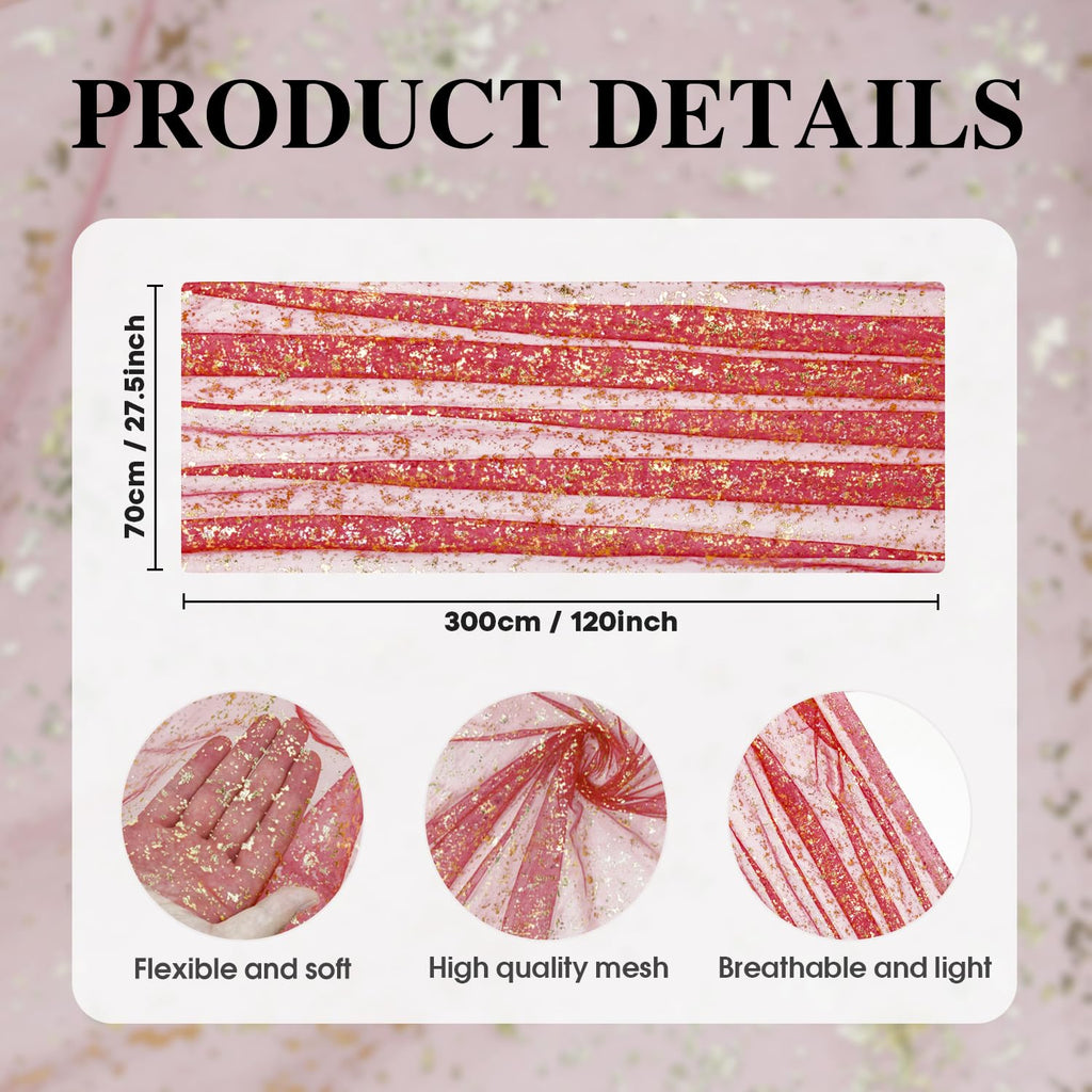 Artoid Mode Beige Gold Gauze Table Runner 120 Inch 10FT, Glitter Metallic Foil Sheer Dining Wedding Anniversary Holiday Birthday Table Decor for Home Party