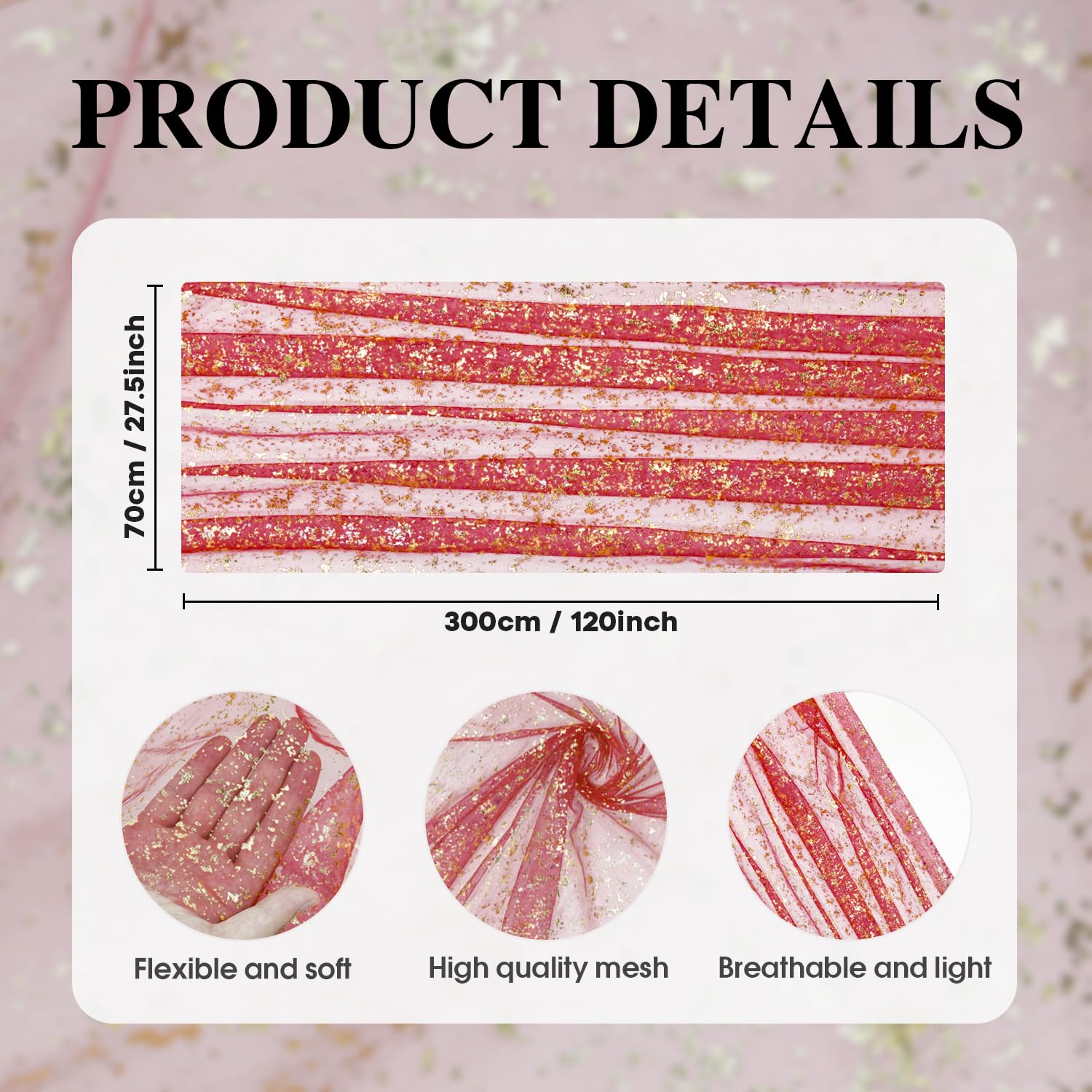 Artoid Mode Beige Gold Gauze Table Runner 120 Inch 10FT, Glitter Metallic Foil Sheer Dining Wedding Anniversary Holiday Birthday Table Decor for Home Party