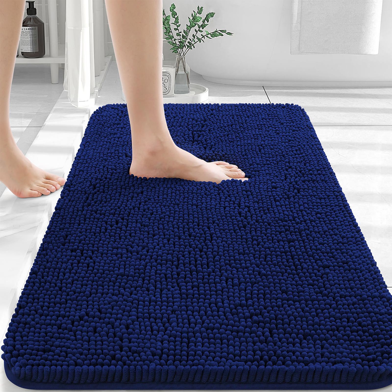 OLANLY Bathroom Rugs 30x20, Extra Soft Absorbent Chenille Bath Rugs, Rubber Backing Quick Dry, Machine Washable Bath Mats for Bathroom Floor, Tub and Shower, Home Decor Accessories, Grey