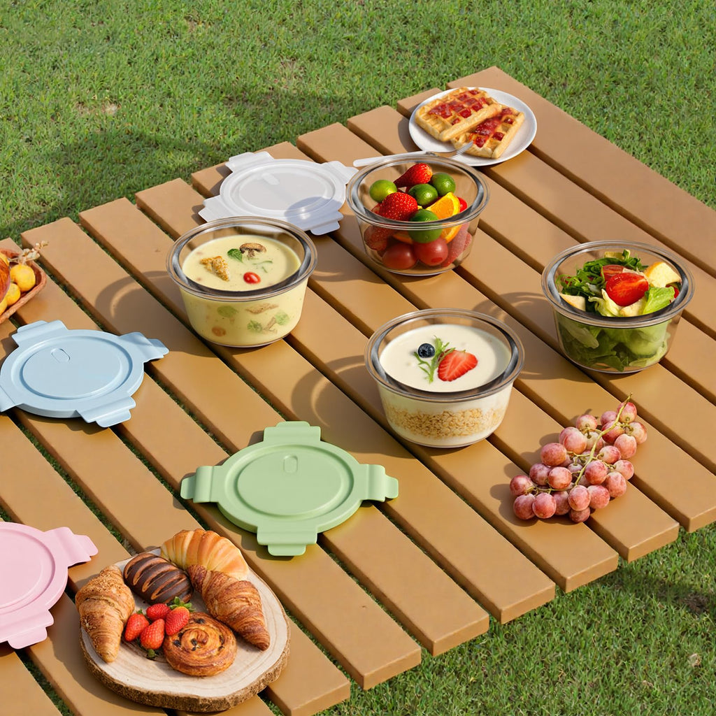 16oz Glass Meal Prep Containers, Airtight 2 Cup Glass Storage Containers with Lids, Heat-Resistant BPA-Free Borosilicate Glass Soup Container for Leftover, Microwave, Dishwasher&Freezer Safe (4 Packs)