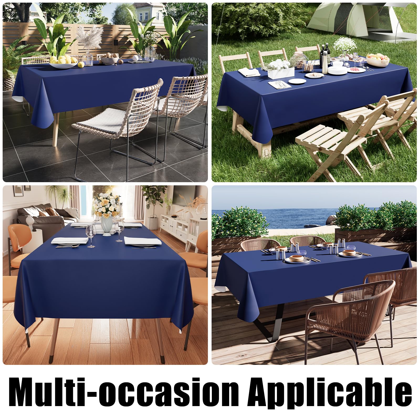Smiry Rectangle Table Cloth 60x84 Inch, Waterproof Wipeable Vinyl Tablecloths Protector, Oil Spill Proof Plastic Table Cover for Dining, Picnic, Camping, Outdoor, Clear