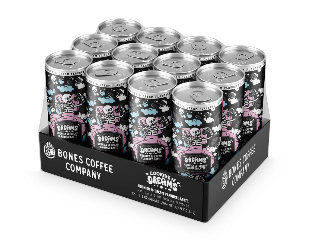 Bones Coffee Company S'mores Iced Coffee Latte - S'mores Flavored Canned Coffee Drink - 12 Pack Cans - 11 Oz Each