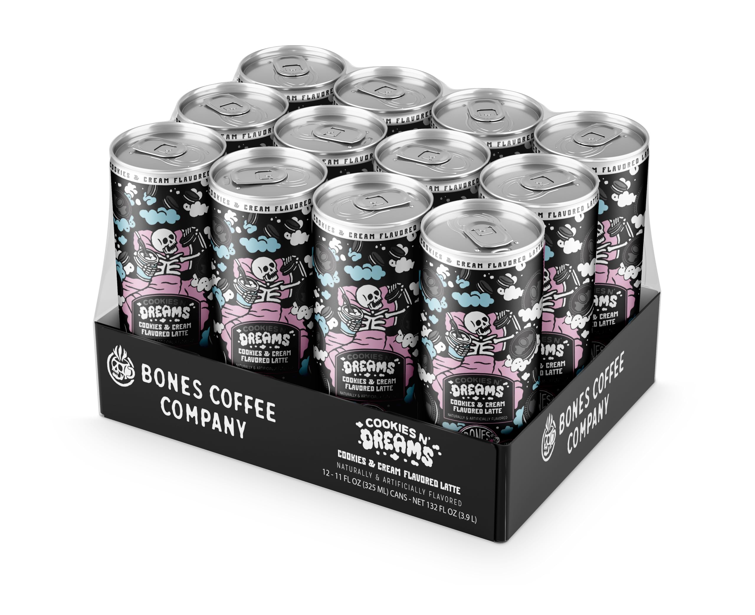 Bones Coffee Company S'mores Iced Coffee Latte - S'mores Flavored Canned Coffee Drink - 12 Pack Cans - 11 Oz Each